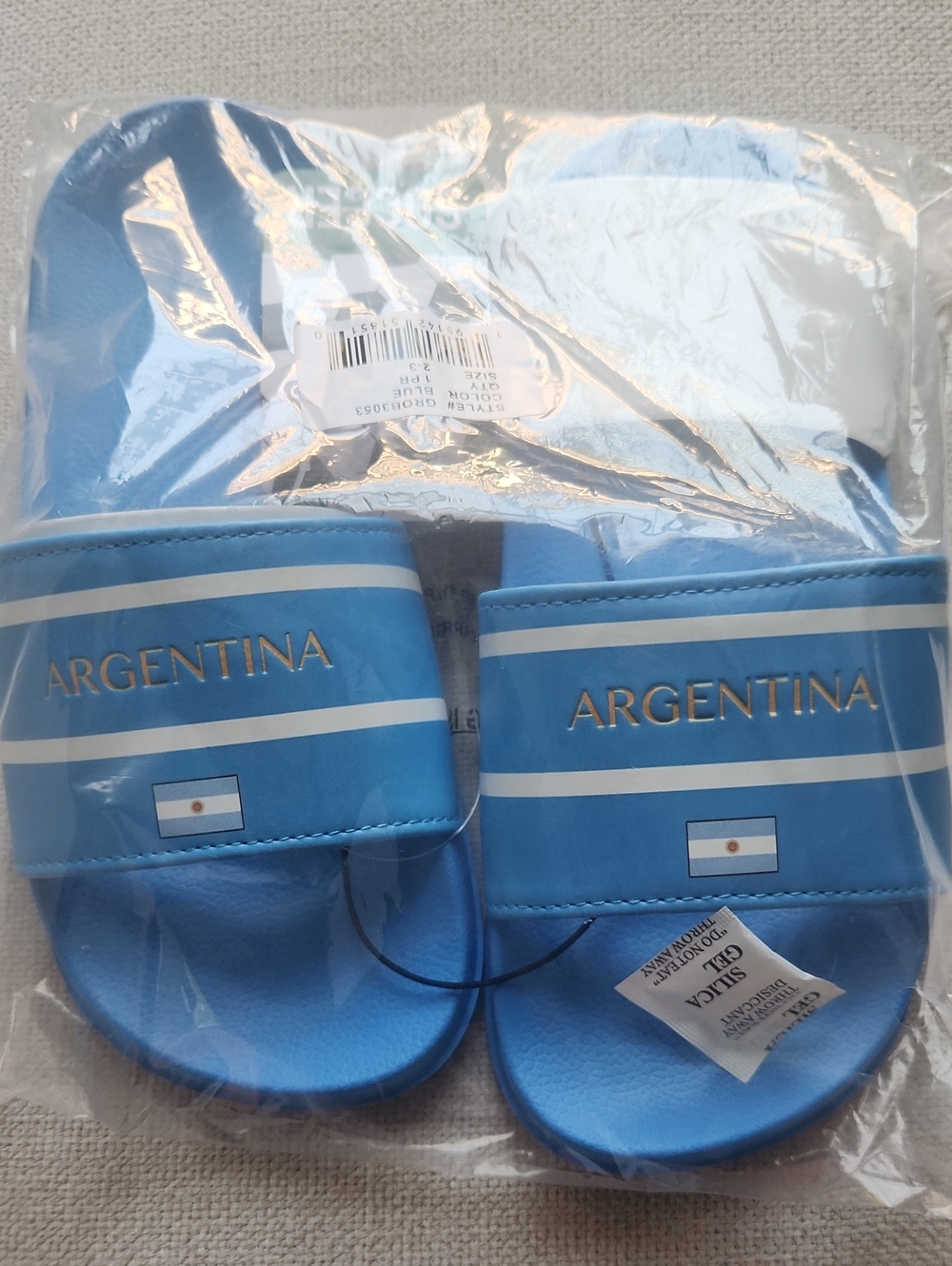 Argentina SOCCER  Blue Kids Slide Sandals Size 2-3